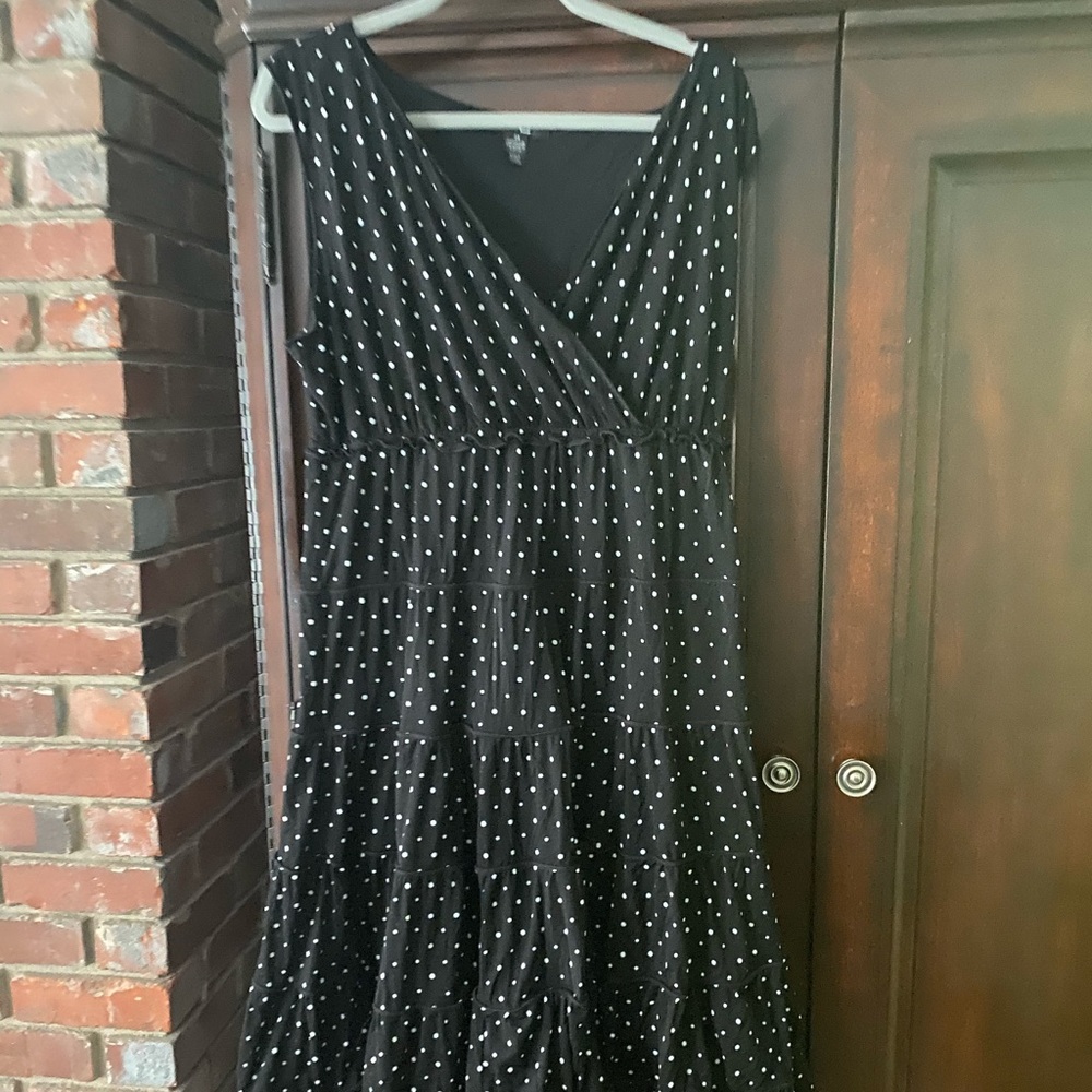 Style & Co black and white polka dot tiered dress
